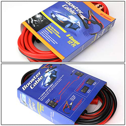 Heavy Duty 12Ft 8Gauge Booster Cable Power Jumper 250AMP Emergency Battery Start Car