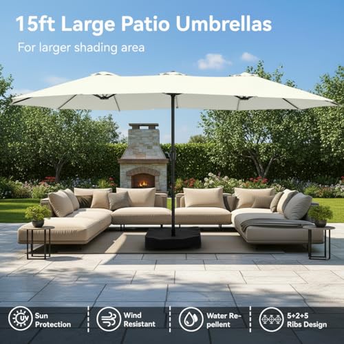 15ft Large Outdoor Patio Umbrella with Base Included