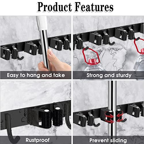 2 Pack Black Broom Holder Wall Mount (2 Count)