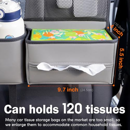 Multifunctional Car Seat Back Organizer with Large Tissue Box Holder