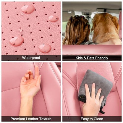 Tesla Model Y Car Seat Covers Nappa Leather Car Interior Seat Airbag Compatible Cushion Cover Full Set Custom Fit 2024 2023 2022 2021 2020 (11 Count)