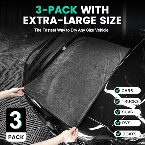 3 Pack Bulk Microfiber Towels for Cars (3 Count)