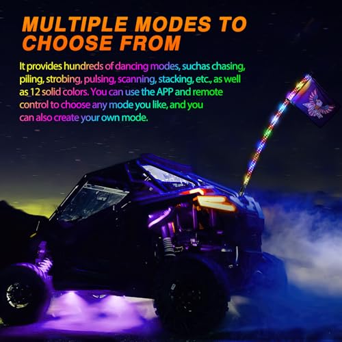 RGB LED Whip Light 1PC 5FT Lighted Antenna Whips