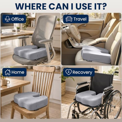 Seat Cushion Memory Foam Chair Cushion for Tailbone Pain Relief