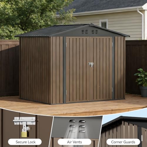 Shed Storage Outdoor Metal Windowed Lockable Weatherproof Ventilated Backyard Garden Utility Workshop