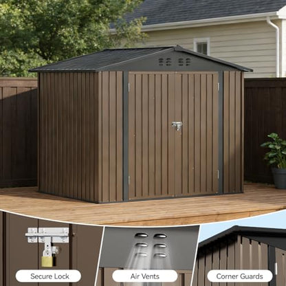 Shed Storage Outdoor Metal Windowed Lockable Weatherproof Ventilated Backyard Garden Utility Workshop
