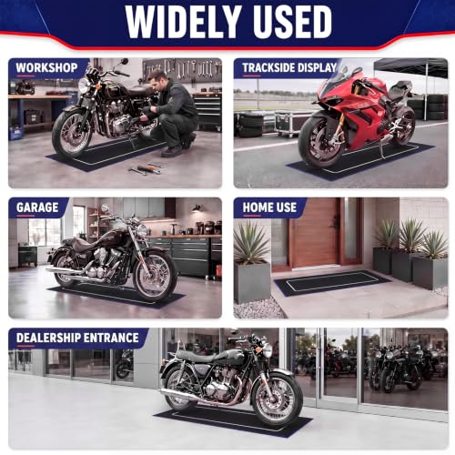 Motorcycle Mat Garage Floor Rug Washable Parking Mats for Garage Floors Non Slip Oil Absorbent Pad Rubber Backing Layer Protects Floor
