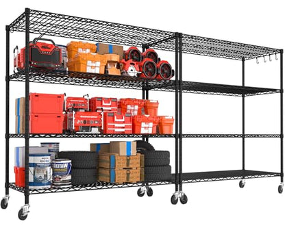 55.5" Wx24 x80 Heavy Duty Metal Wire Storage Shelving with Wheels (2 Count)