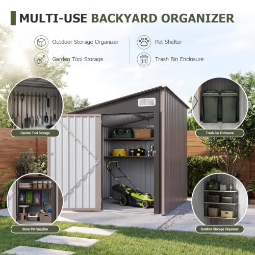 8x6 FT Lean to Outdoor Storage Shed with Sloping Roof