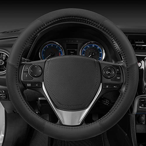 Perforated Microfiber Leather Steering Wheel Cover for Cars Trucks SUVs Vans