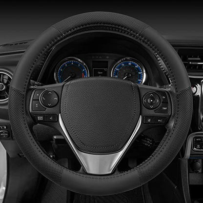 Perforated Microfiber Leather Steering Wheel Cover for Cars Trucks SUVs Vans