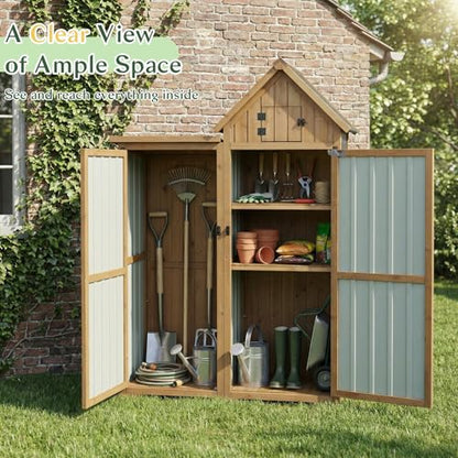 Outdoor Storage Cabinet Weatherproof with 3 Adjustable Shelves