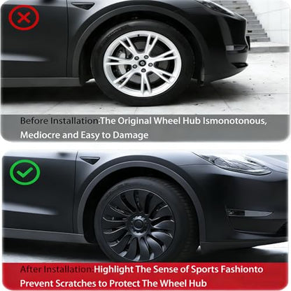 Wheel Cover Fits for Tesla Model Y 19 Inch Gemini 2020 (4 Count)