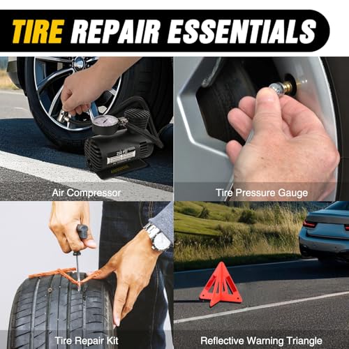 Car Roadside Emergency Kit with Jumper Cables Air Compressor