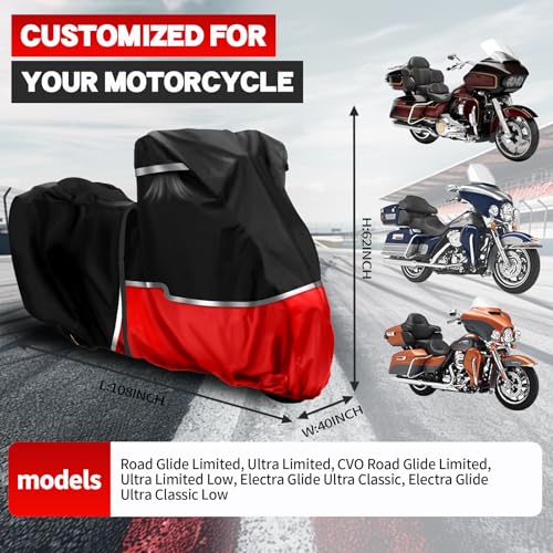420D Waterproof Motorcycle Cover for Touring Models with Side Top Box