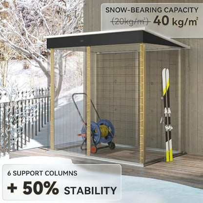 6' x 4' Metal Garden Tool Shed Small Outdoor Tool Shed Dark Gray