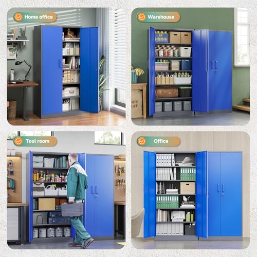 Metal Garage Storage Cabinets with Lock Door and Adjustable Shelves