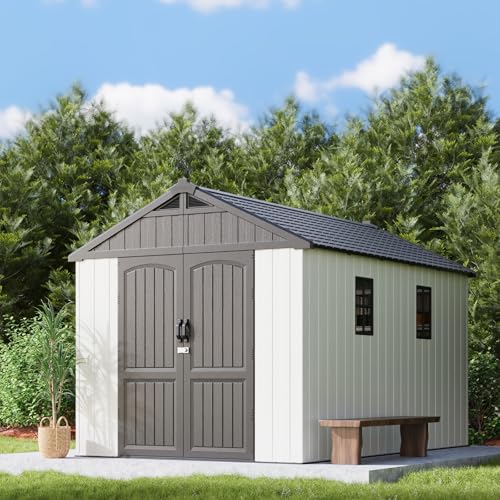 8x12 FT Resin Outdoor Storage Shed with Floor