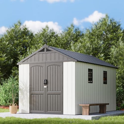 8x12 FT Resin Outdoor Storage Shed with Floor