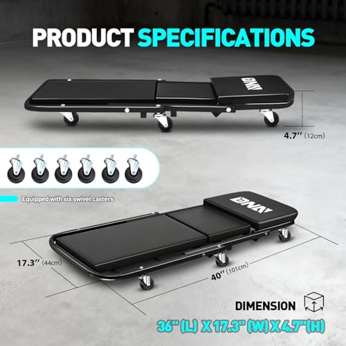 40 Inches Folding 2 in 1 Rolling Z Creeper