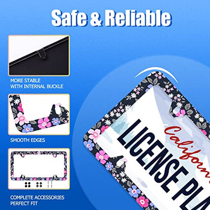 Hibiscus Flower License Plate Frame Stainless Steel Accessory 12.3x6.3 Inch