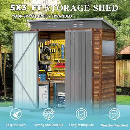 5x3 FT Outdoor Lean to Shed with Windows