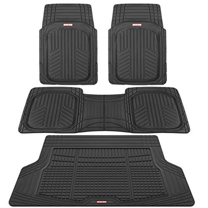 FlexTough Black Floor Mats for Cars & Cargo Mat Full Set