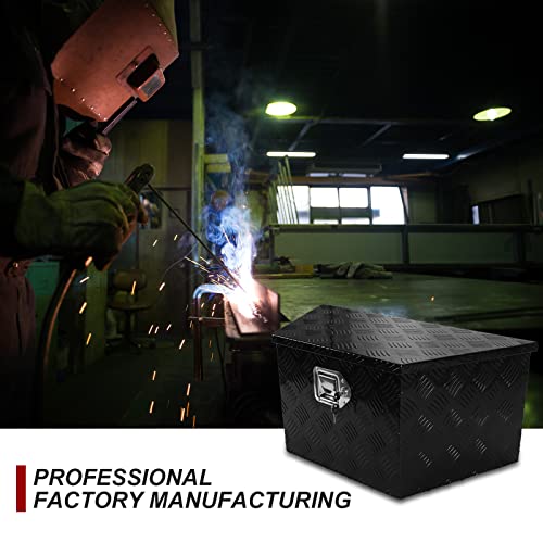 26 Inch Heavy Duty Aluminum Stripes Plated Tool Box Pick Up Truck Bed RV Trailer Tongue Toolbox Waterproof Storage Organizer with Lock and Keys
