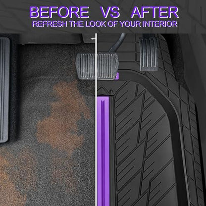 Tire Tread DeepDish Rubber Floor Mats for car Heavy Duty car mats All Weather (3 Count)