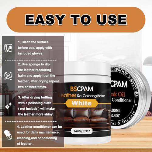 12oz Leather Recoloring Balm & 3.4oz Mink Oil Leather Conditioner kit