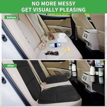 4 Pack Non slip Car Seat Protector and Backseat Organizer Kick Mat with Tablet Holder (4 Count)