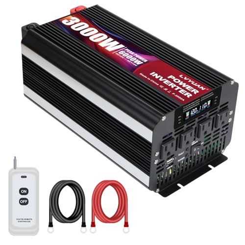 3000 Watt Power Inverter 12V to 110V 120V DC to AC with 4 AC Outlets