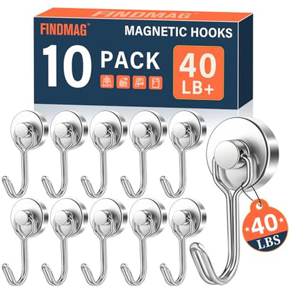10 Pack Silver Magnet Hooks (10 Count)