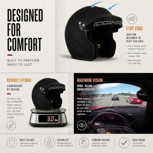 Snell SA2025 Approved Open Face Auto Racing Race Car Helmet
