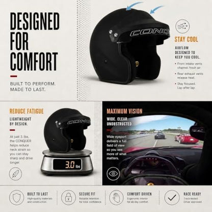 Snell SA2025 Approved Open Face Auto Racing Race Car Helmet