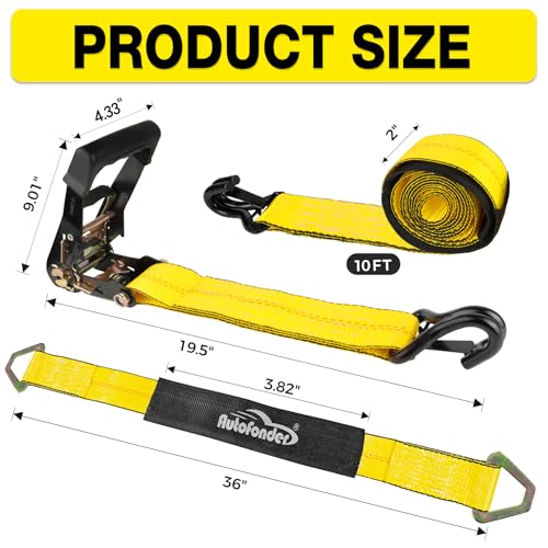 Car Tie Down Straps for Trailers 2" x 10' 4 (4 Count)