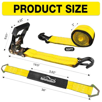 Car Tie Down Straps for Trailers 2" x 10' 4 (4 Count)
