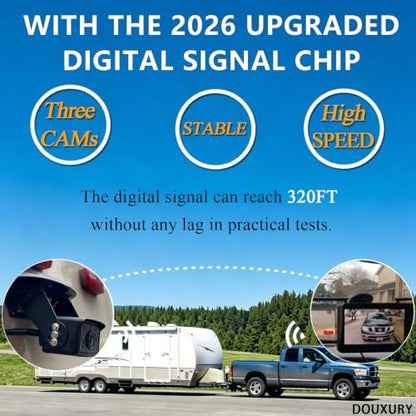 Wireless Backup Camera for RV Truck Trailer Camper Bus 5th Wheel 3 Rear (4 Count)