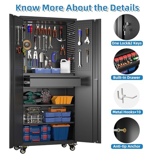 71 Inch Garage Storage Cabinet with Drawer