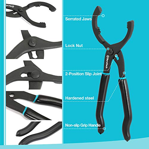 12 Inch Oil Filter Pliers & 3 Jaw Adjustable Oil Filter Wrench