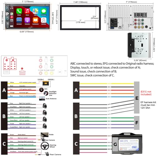 7" Double Din Car Stereo with Wireless Apple CarPlay & Android Auto