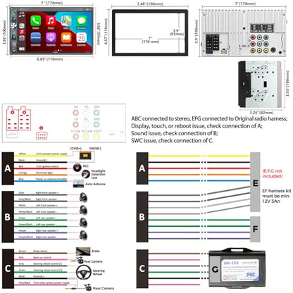 7" Double Din Car Stereo with Wireless Apple CarPlay & Android Auto
