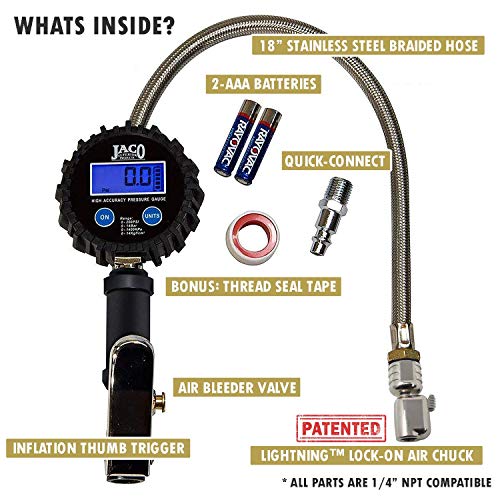 JACO FlowPro Digital Tire Inflator with Pressure Gauge