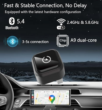 Wireless Carplay Adapter for Apple iPhone & Android Auto Wireless Adapter 2 in 1