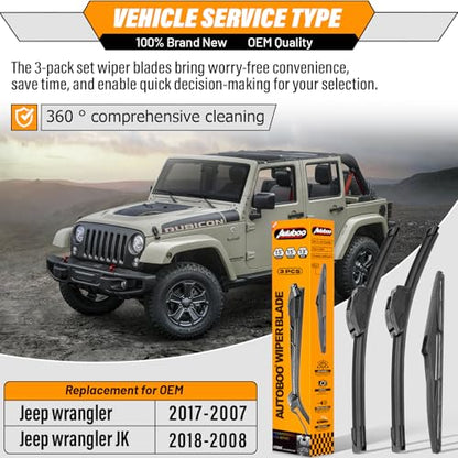 Windshield Wiper Blade Replacement for Jeep Wrangler JK 2007