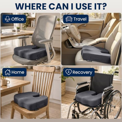 Seat Cushion Memory Foam Chair Cushion for Tailbone Pain Relief