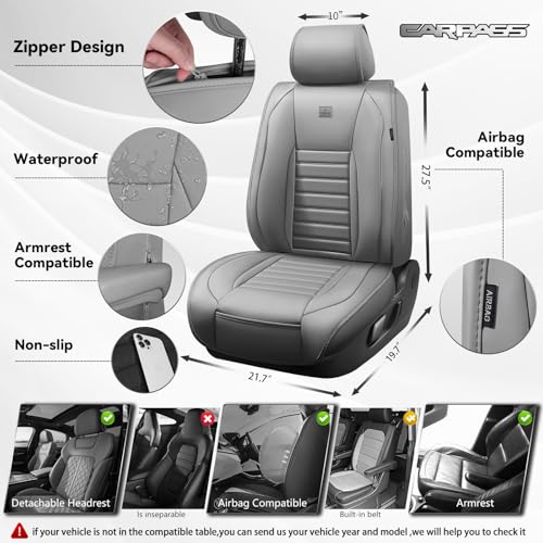 Nappa Leather Car Seat Covers Front Seats