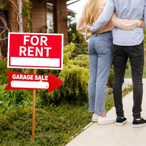 12 Pcs Garage Sale Signs with Stakes Double Sided (12 Count)