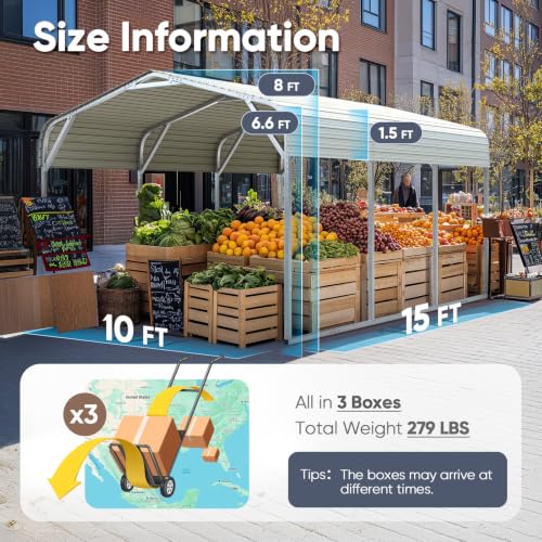10x15 FT Heavy Duty Metal Carport