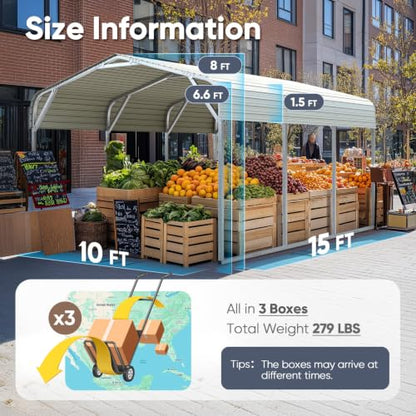 10x15 FT Heavy Duty Metal Carport